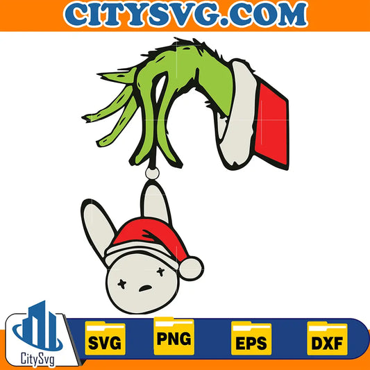 GrinchHandBadBunnyChristmasSvg
