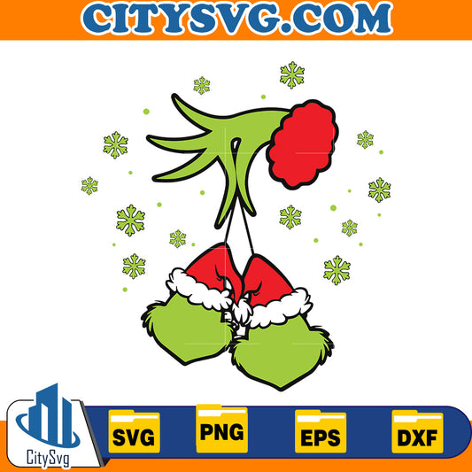 Grinch Hand Holding Two Grinch Face Svg CitySvg