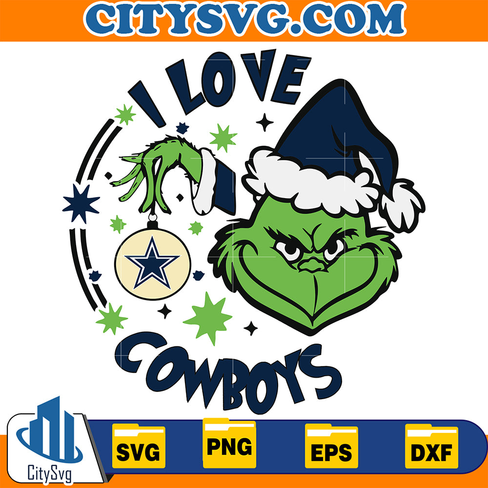 GrinchILoveDallasCowboysChristmasSvg