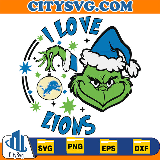 GrinchILoveDetroitLionsChristmasSvg