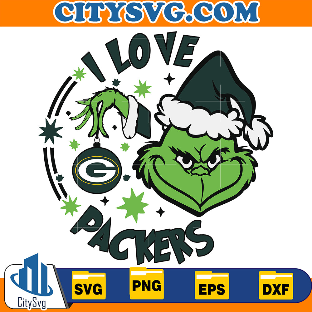 GrinchILoveGreenBayPackersChristmasSvg