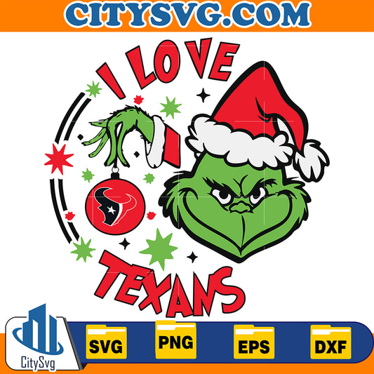 GrinchILoveHoustonTexansChristmasSvg