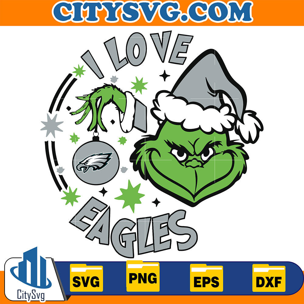 GrinchILovePhiladelphiaEaglesChristmasSvg