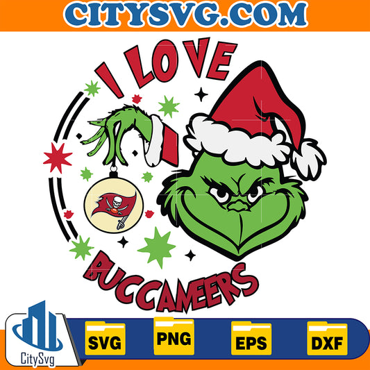 GrinchILoveTampaBayBuccaneersChristmasSvg