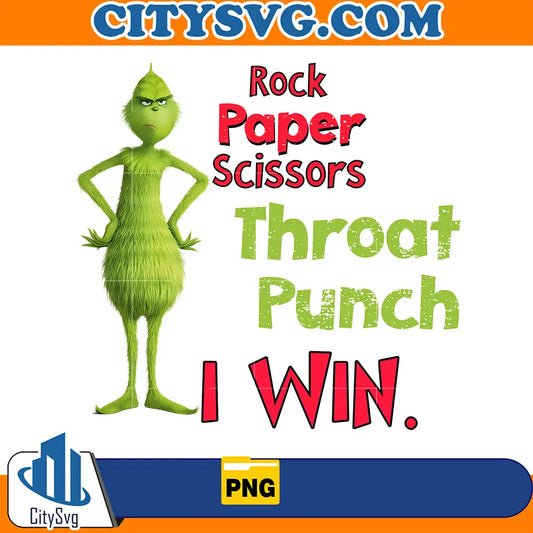 GrinchRockPaperScissorsThroatPunchIWinChristmasPng