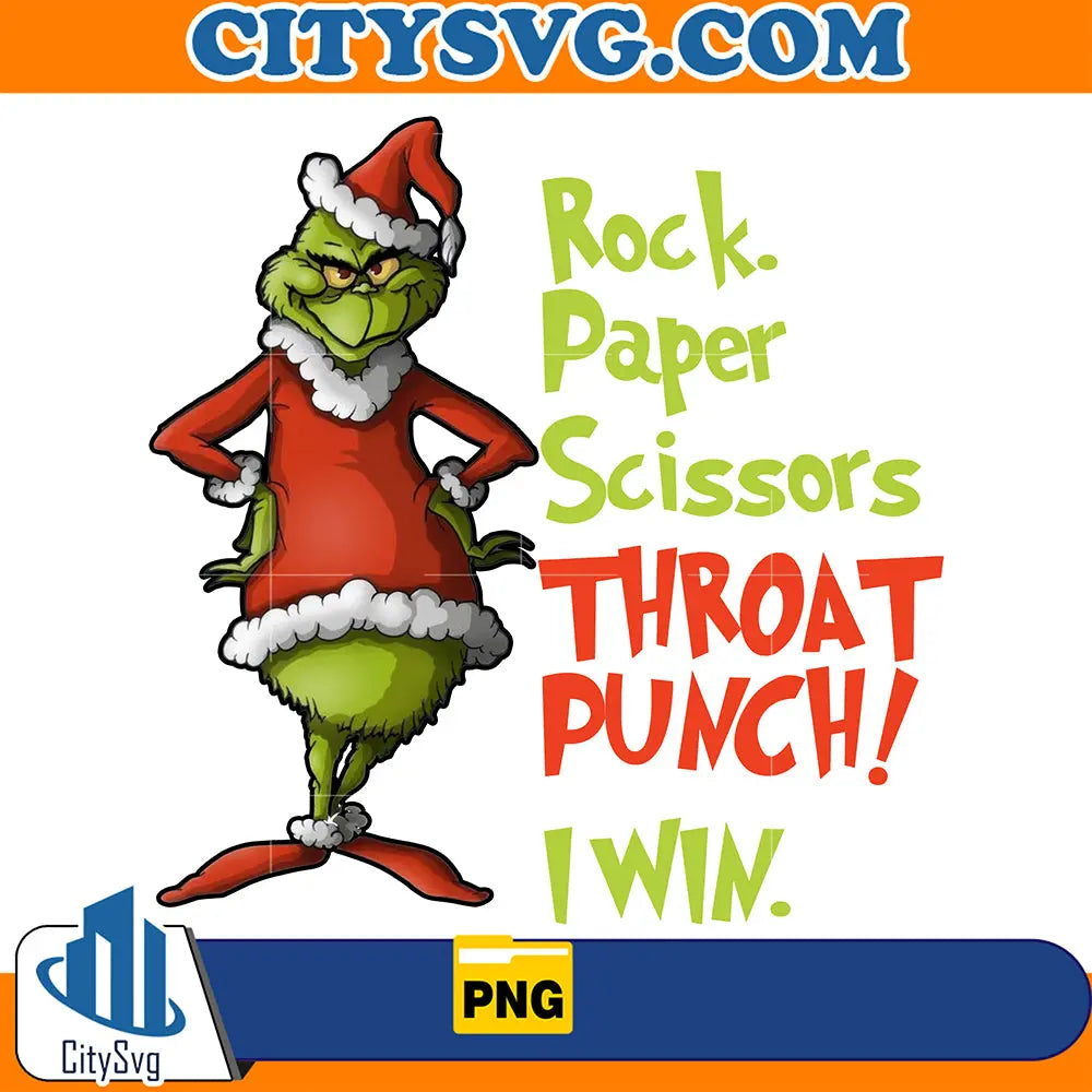 GrinchRockPaperScissorsThroatPunchIWinChristmasPng_1