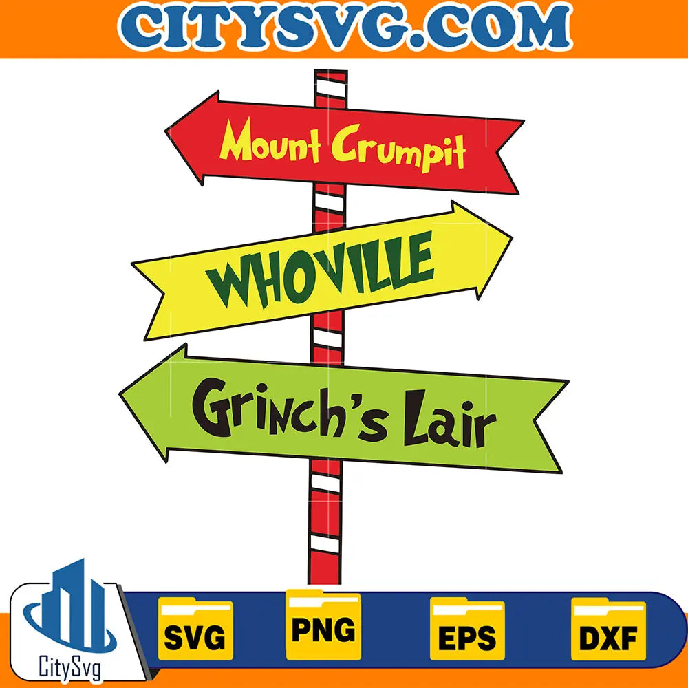 Gring Sign Post Grinch Signs Svg – CITYSVG