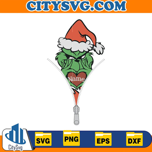GrinchZipperNameChristmasSvg