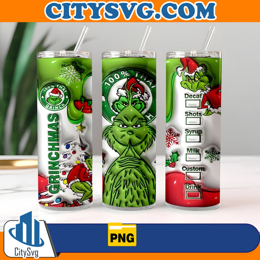 Grinchmas20oz3DInflatedTumblerWrapChristmasPng