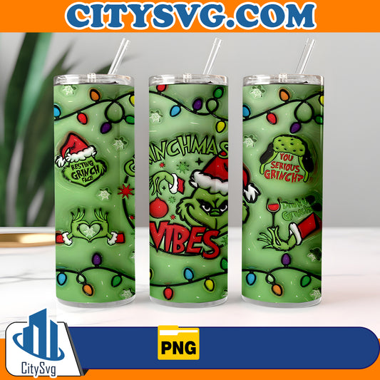 GrinchmasVibes20oz3DInflatedTumblerWrapChristmasPng