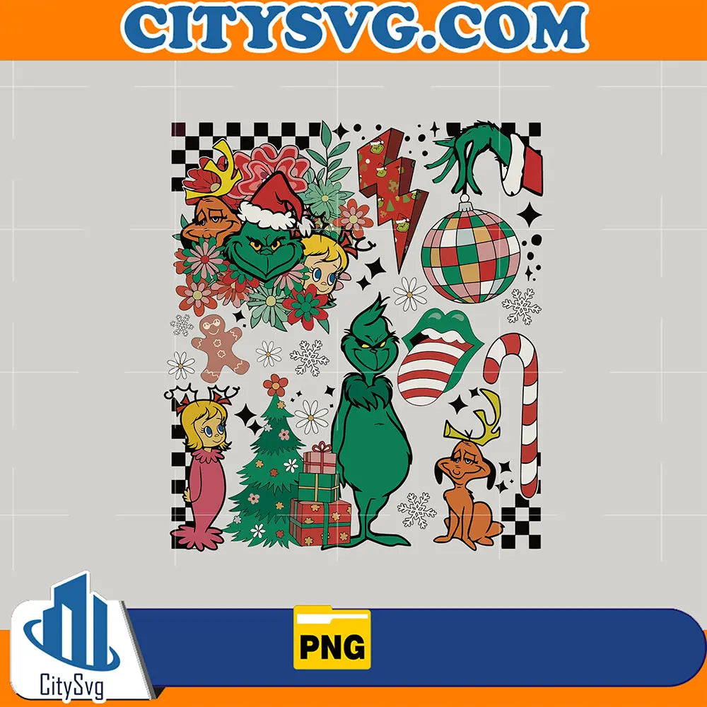 GrinchmasVibesRetroChristmasGrinchPng