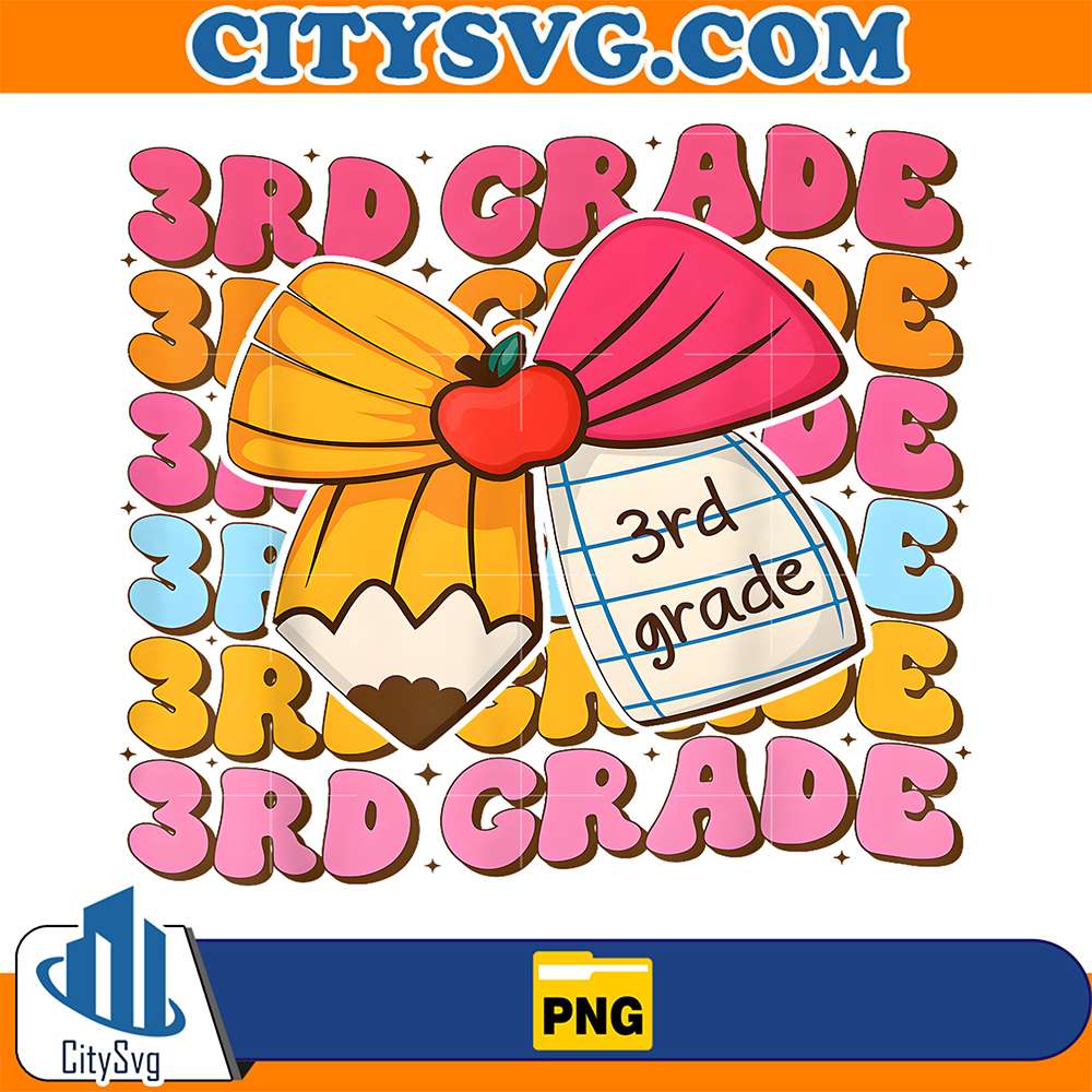 Groovy-3rd-Grade-Pencil-Coquette-Bow-Back-To-School-Girls-Png