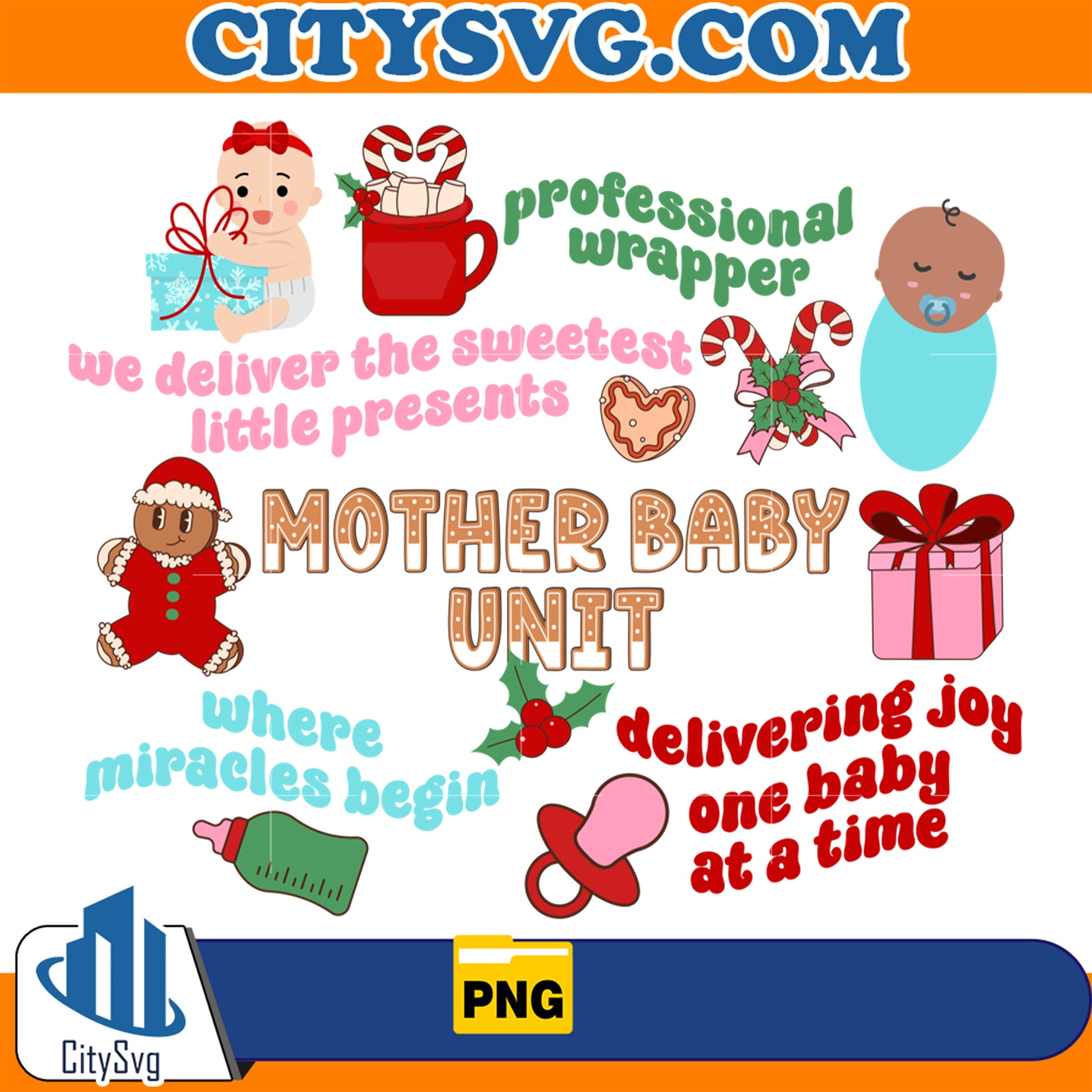 GroovyMotherBabyUnitChristmasMotherBabyNurseXmasLongSleevePng