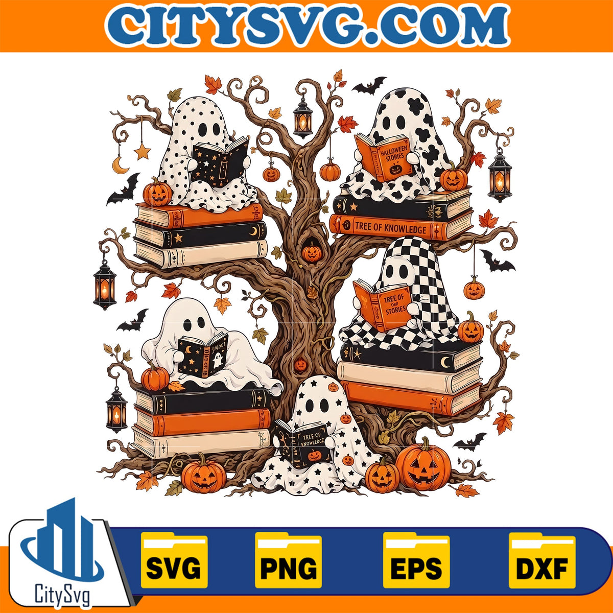 Halloween-Book-Lover-Ghosts-Checker-Polka-Dot-Read-Boo-Svg