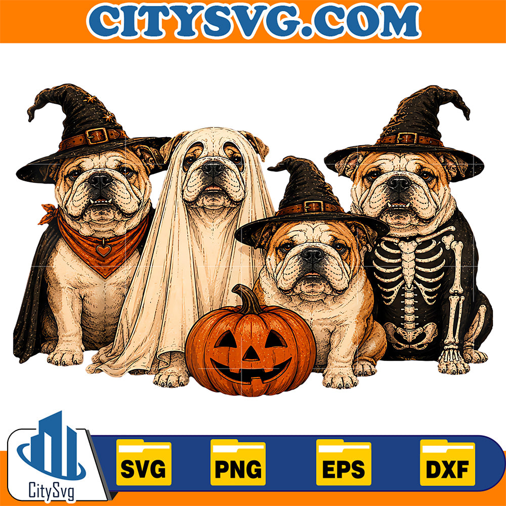 Halloween-English-Bulldog-Witch-Hat-Ghost-Dog-Pumpkin-Svg