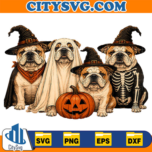 Halloween-English-Bulldog-Witch-Hat-Ghost-Dog-Pumpkin-Svg