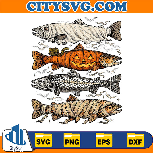 Halloween-Trout-Fish-Ghost-Pumpkin-Skeleton-Mummy-Svg