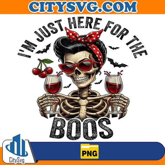 Halloween-Women-I-m-Just-Here-for-The-Boos-Wine-Skeleton-Png