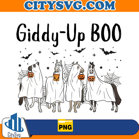 Giddy Up Boo Png, Halloween Ghost Horse Png