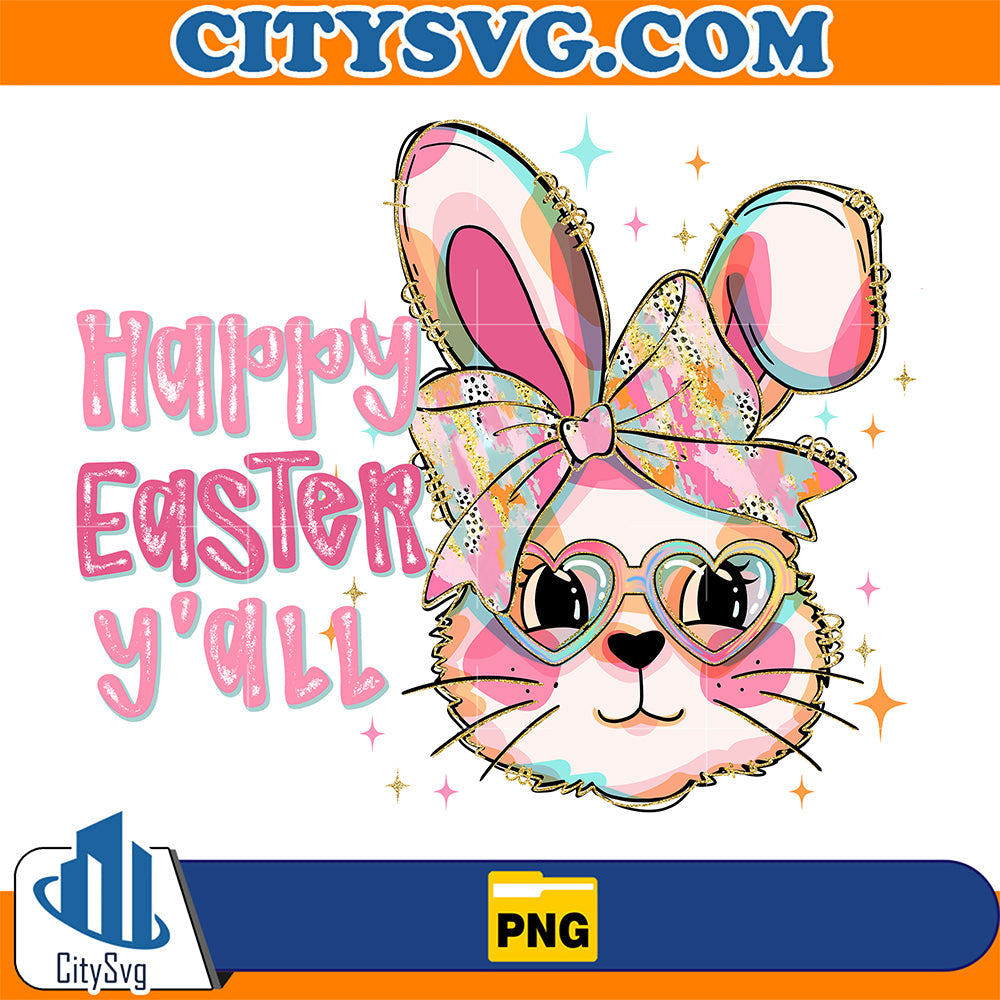 Happy-Easter-Yall-Png-Cute-Bunny-With-Glasses-Easter-Png