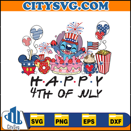 Happy4thofJulyBlueStitchSvg