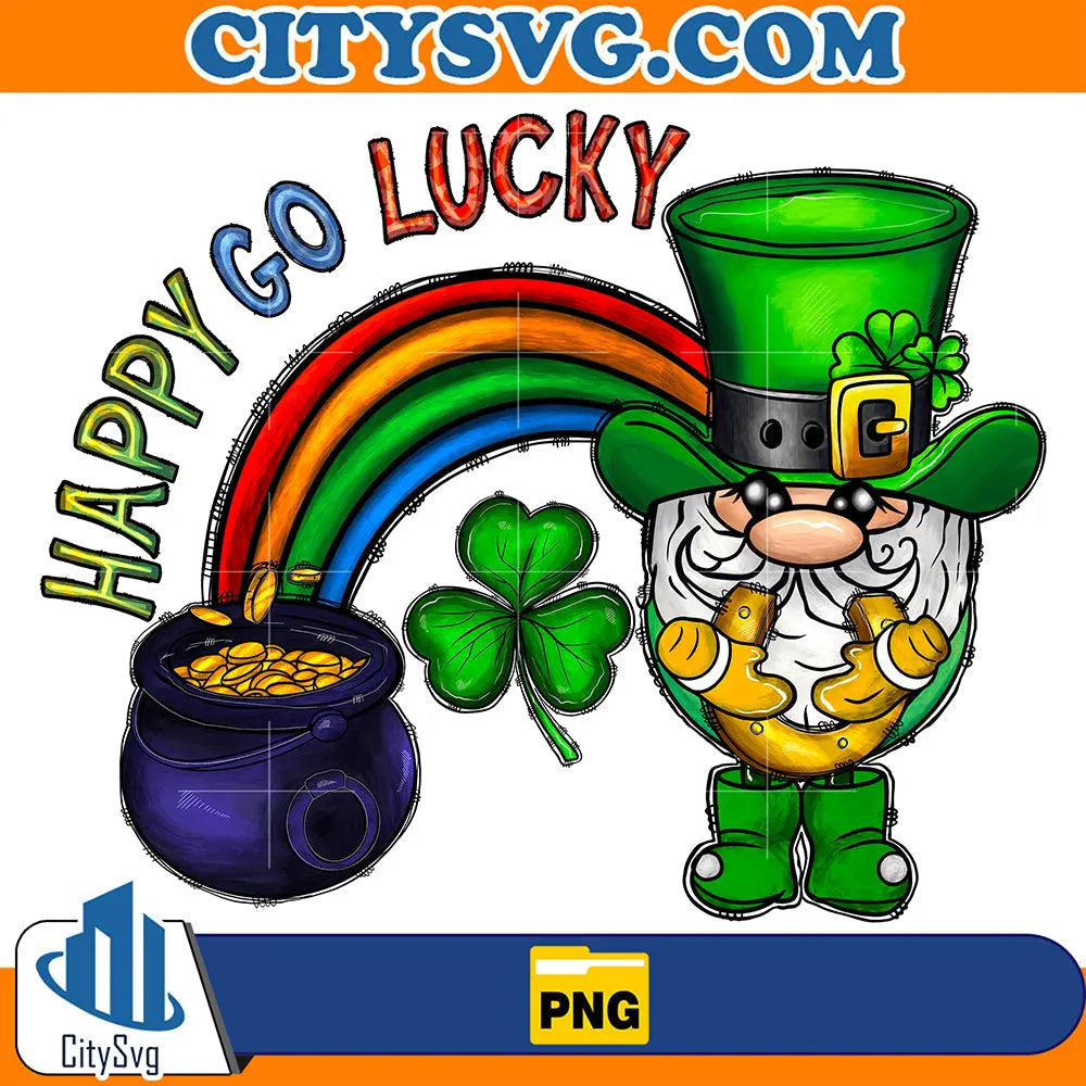 HappyGoLuckyGnomeStPatricksDaySublimationPng