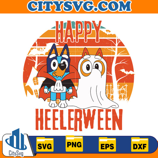 Happy Heelerween Bluey and Bingo Svg