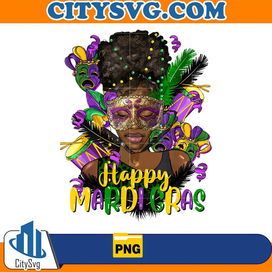 HappyMardiGrasBlackWomanPng