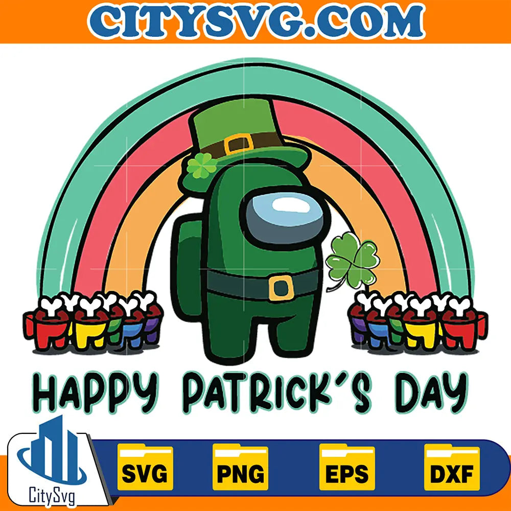 HappyPatricksDayAmongUsRainbowSvg