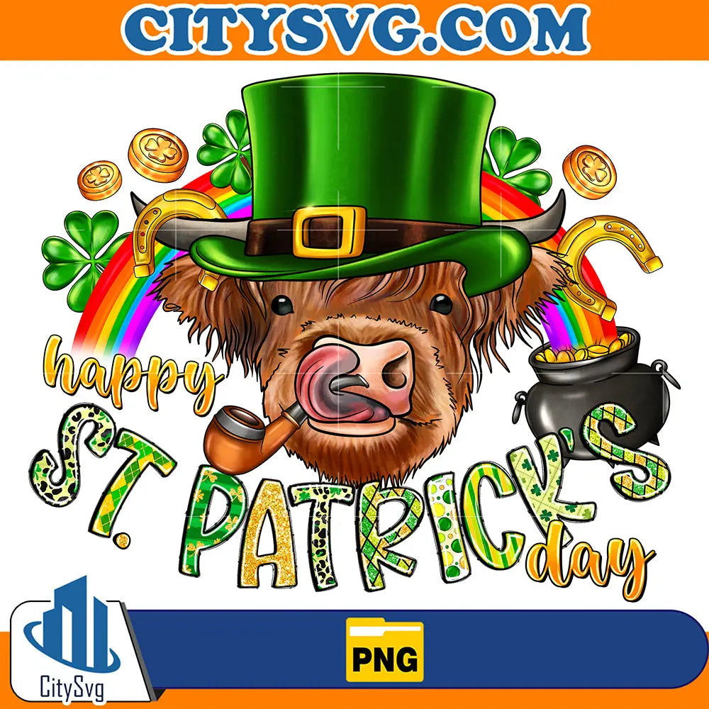 HappyStPatricksDayCowSublimationPng