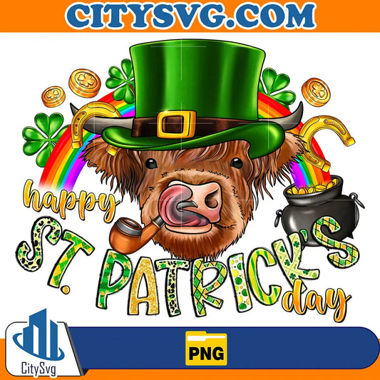 HappyStPatricksDayCowSublimationPng