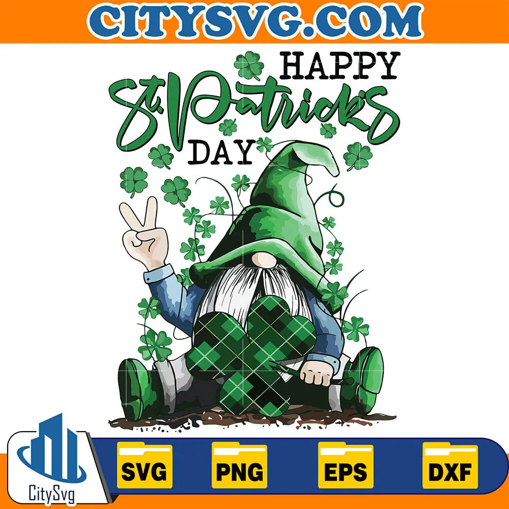 HappyStPatricksDayGnomeIrishShamrockSvg