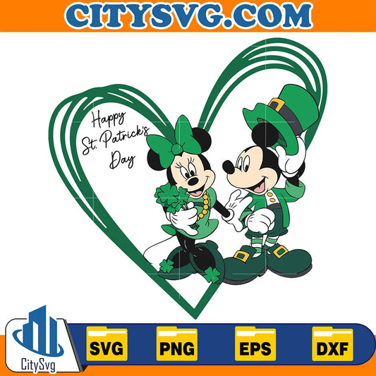 HappyStPatricksDayMickeyMinnieHeartSvg