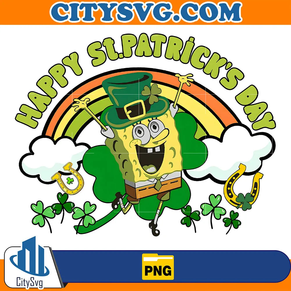 HappyStPatricksDayRainbowSpongebobPng