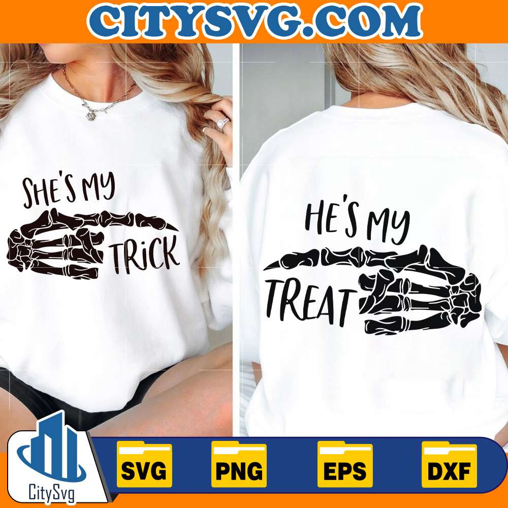 He's My Treat, She's My Trick Svg CitySvg