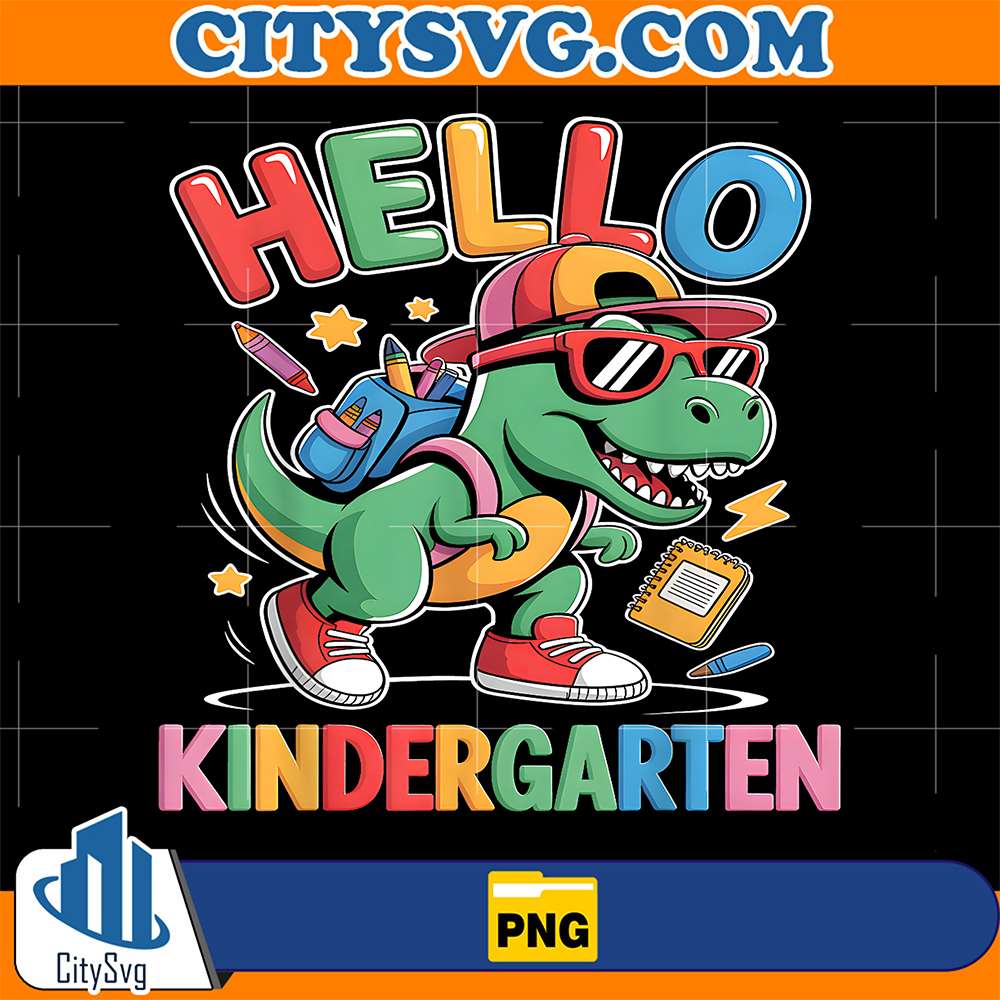 Hello-Kindergarten-Boy-First-Day-Back-To-School-Dino-Png