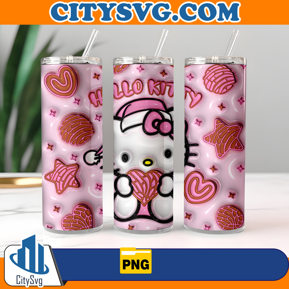 3D Inflated Hello kitty Christmas Tumbler Png