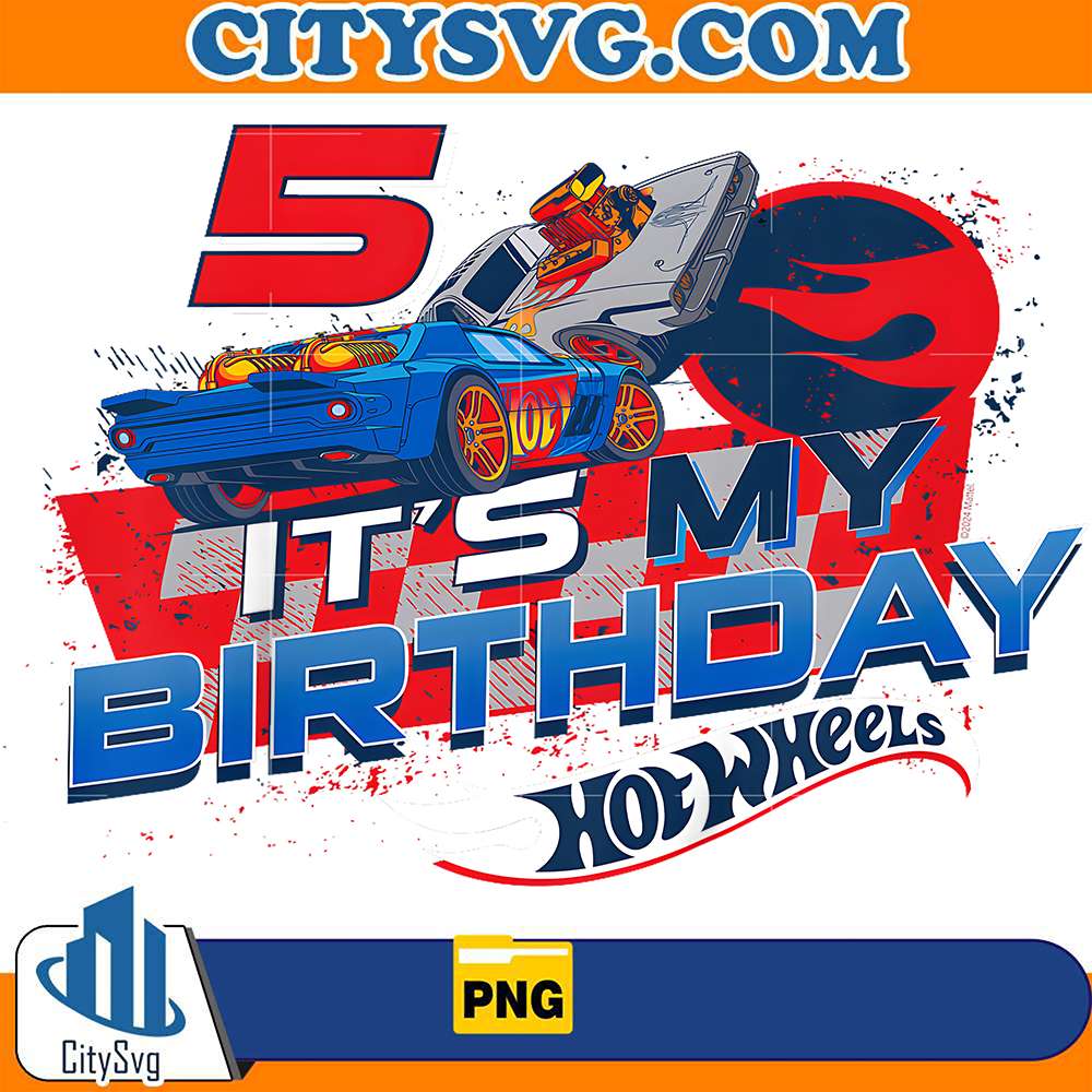 Hot-Wheels-Race-Team-It-s-My-5th-Birthday-Png