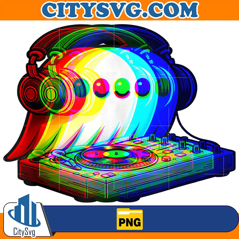 House-Music-Ghost-Dj-Optical-Illusion-EDM-Halloween-Rave-DJ-Png