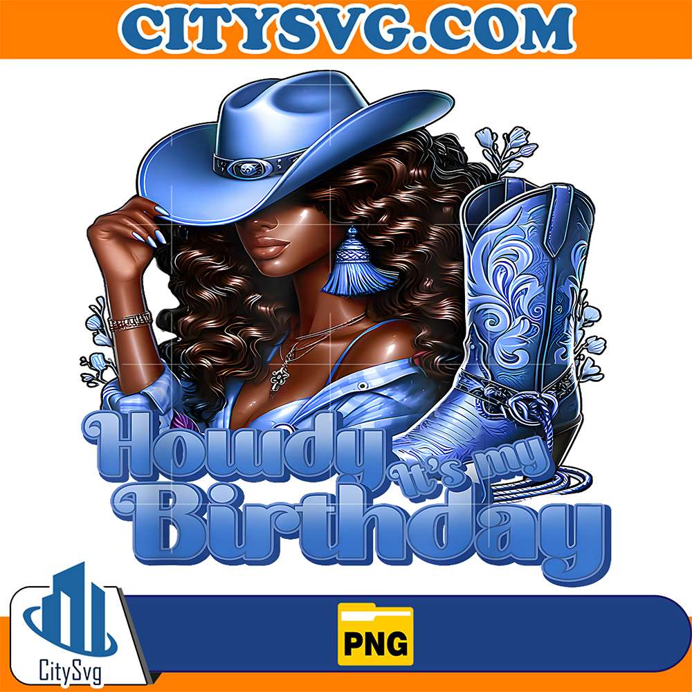 Howdy-It-s-My-Birthday-Western-Cowgirl-Hat-Boots-Black-Women-Png