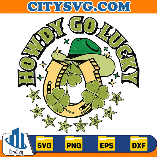 HowdyGoLuckyCowboyHatStPatricksDaySvg
