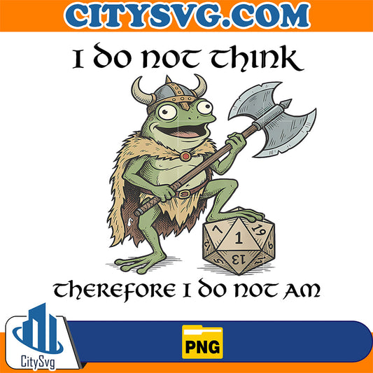 I-Do-Not-Think-Therefore-I-Do-Not-Am-Funny-Frog-Viking-Gamer-Png