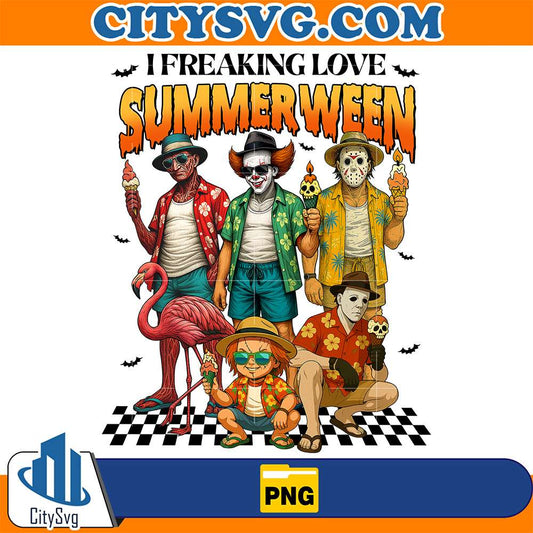 I Freaking Love Summerween Horror Chracters Halloween Png CitySvg