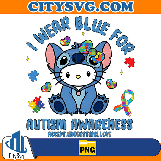 IWearBlueForAutismAwarenessStitchKittyVibesPng