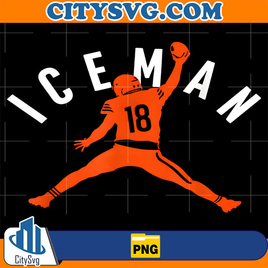 Ice-Man-Football-Silhouette-Orange-Number-18-Png