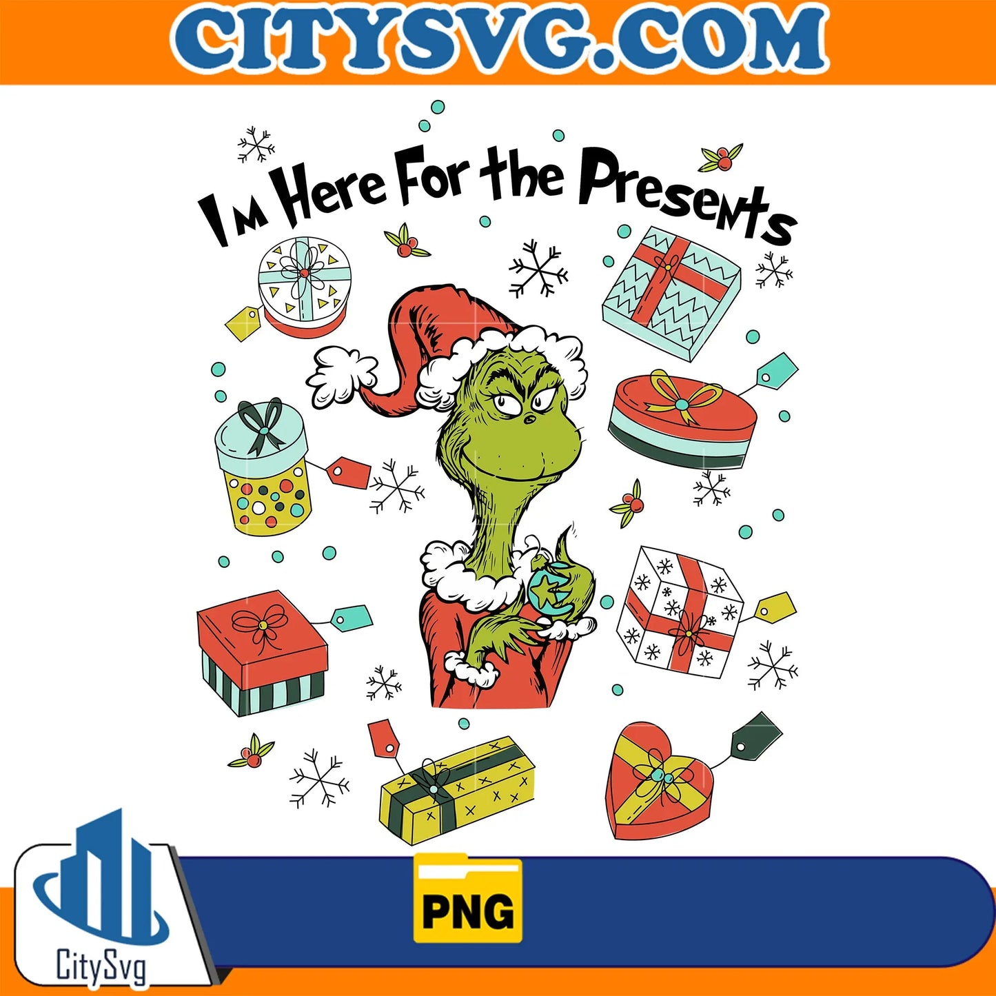 ImHerreForThePresentsGrinchChristmasPng