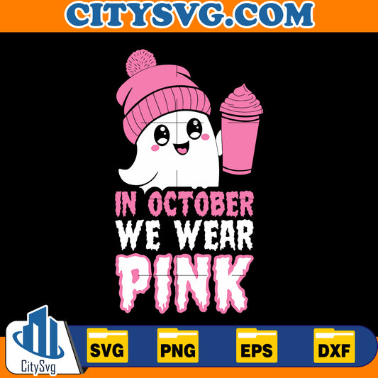 In October We Wear Pink Ghost Svg