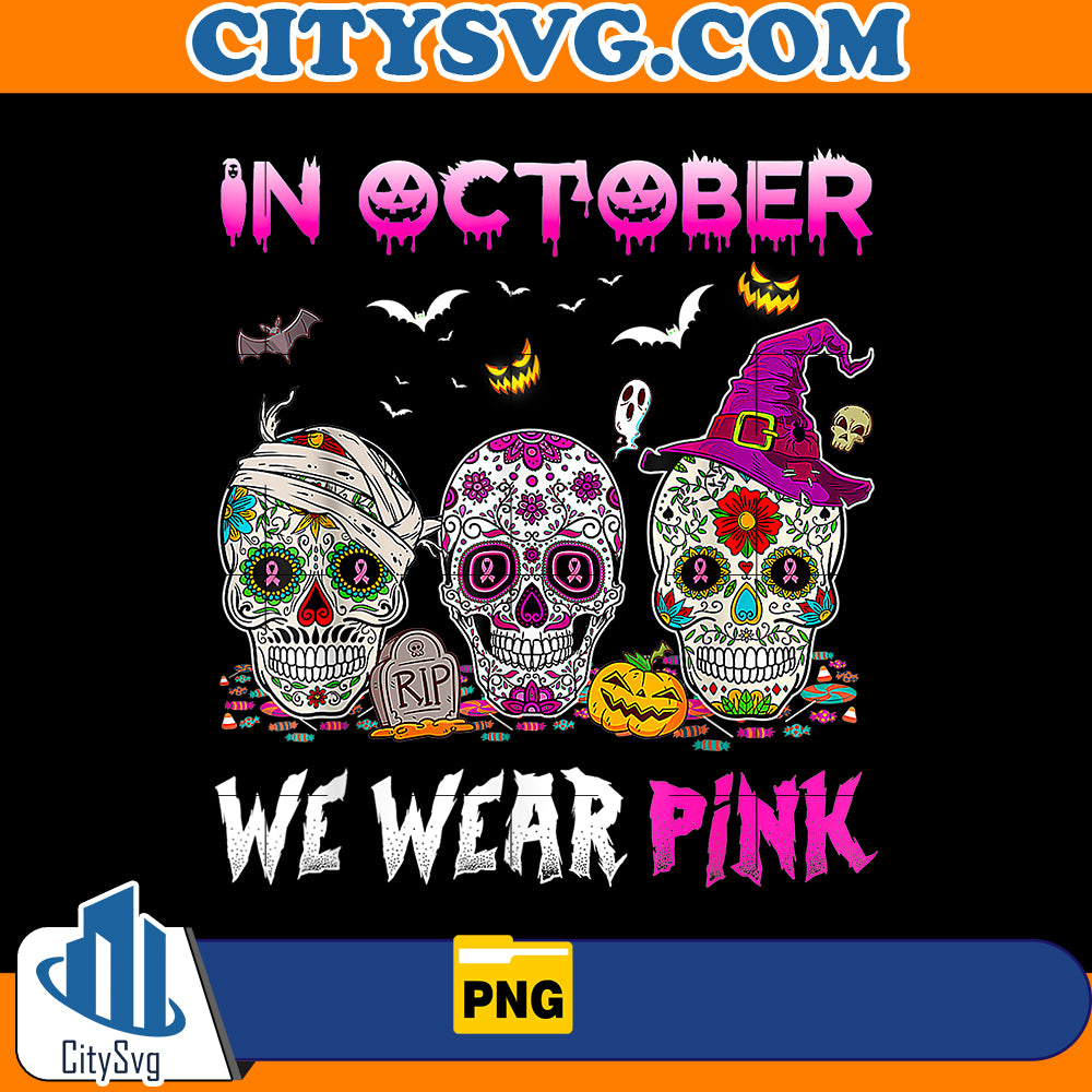 In October We Wear Pink Skull Png