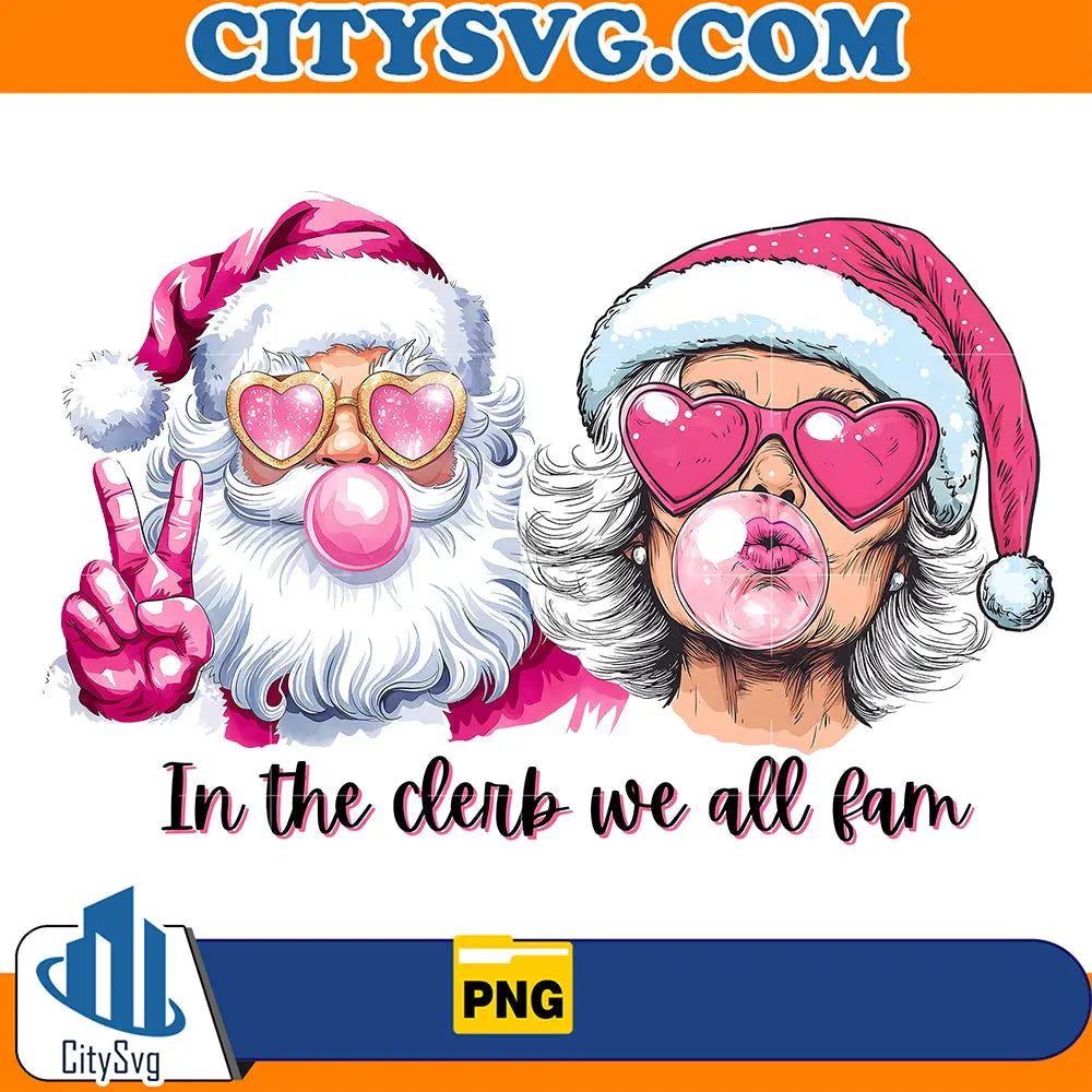 InTheClerbWeAllFamSantaPinkChristmasPng