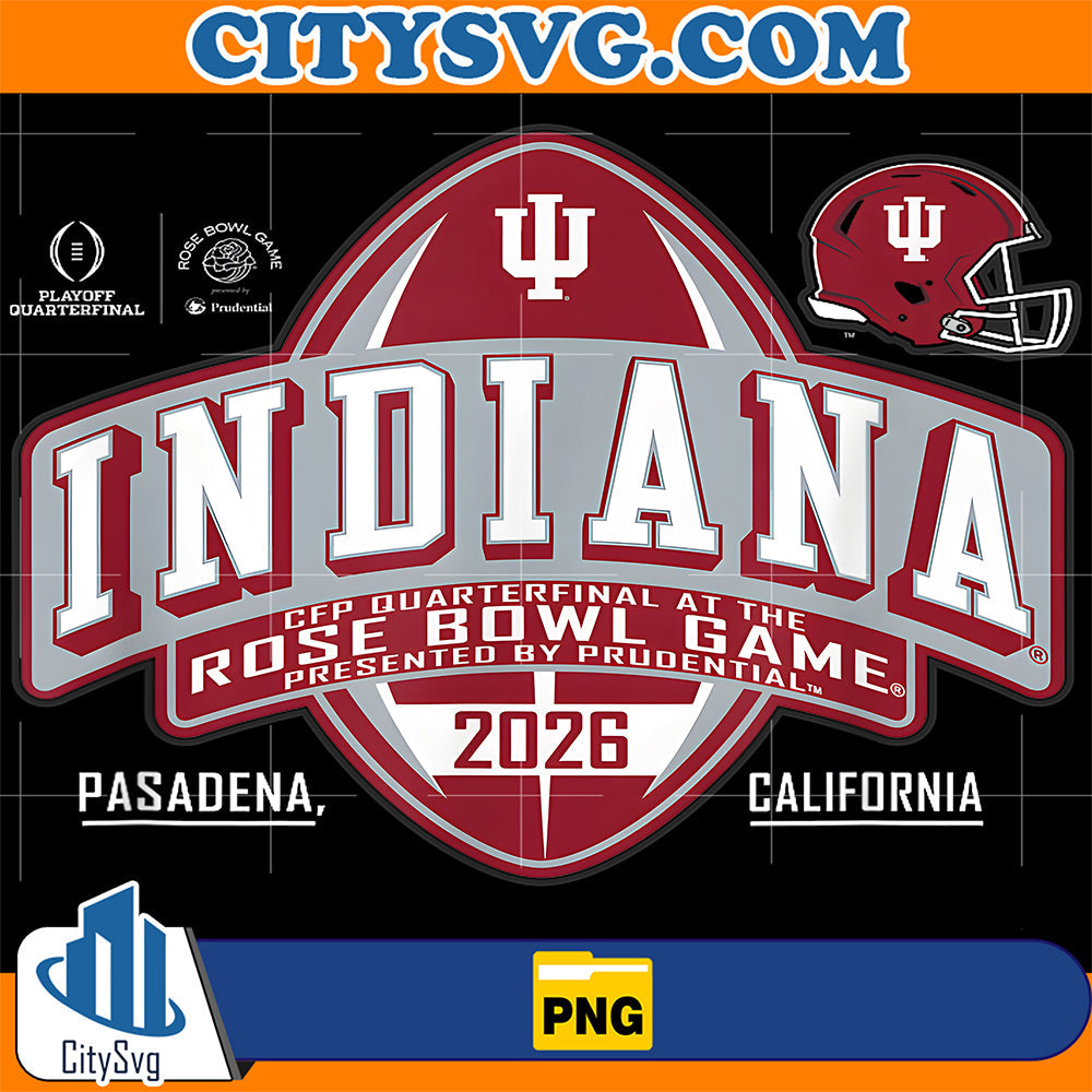 Indiana Hoosiers Rose Bowl 2025-2026 CFP Quarterfinal Black Png CitySvg